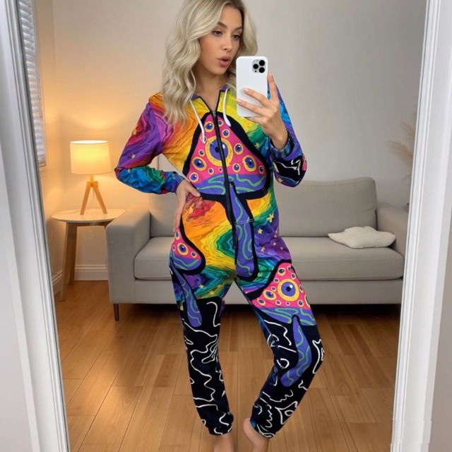 Amazon.com: Coloranimal Blue Magic Mushroom Print Onesie Pajamas